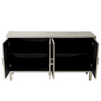 Armoire de rangement 4 portes élégante et fonctionnelle avec pieds en pin et MDF