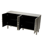 Armoire de rangement 4 portes élégante et fonctionnelle avec pieds en pin et MDF