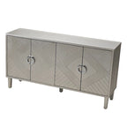 Armoire de rangement 4 portes élégante et fonctionnelle avec pieds en pin et MDF