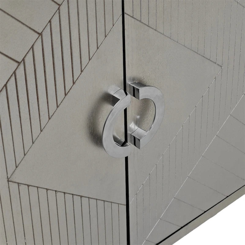 Armoire de rangement 4 portes élégante et fonctionnelle avec pieds en pin et MDF