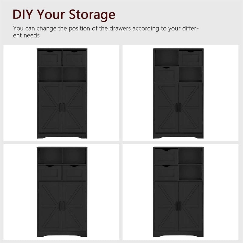 Meuble bas avec 2 portes et 2 tiroirs – 29 P x 60 L x 108,5 H cm