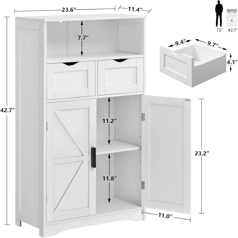 Meuble bas avec 2 portes et 2 tiroirs – 29 P x 60 L x 108,5 H cm