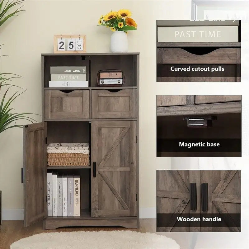 Meuble bas avec 2 portes et 2 tiroirs – 29 P x 60 L x 108,5 H cm