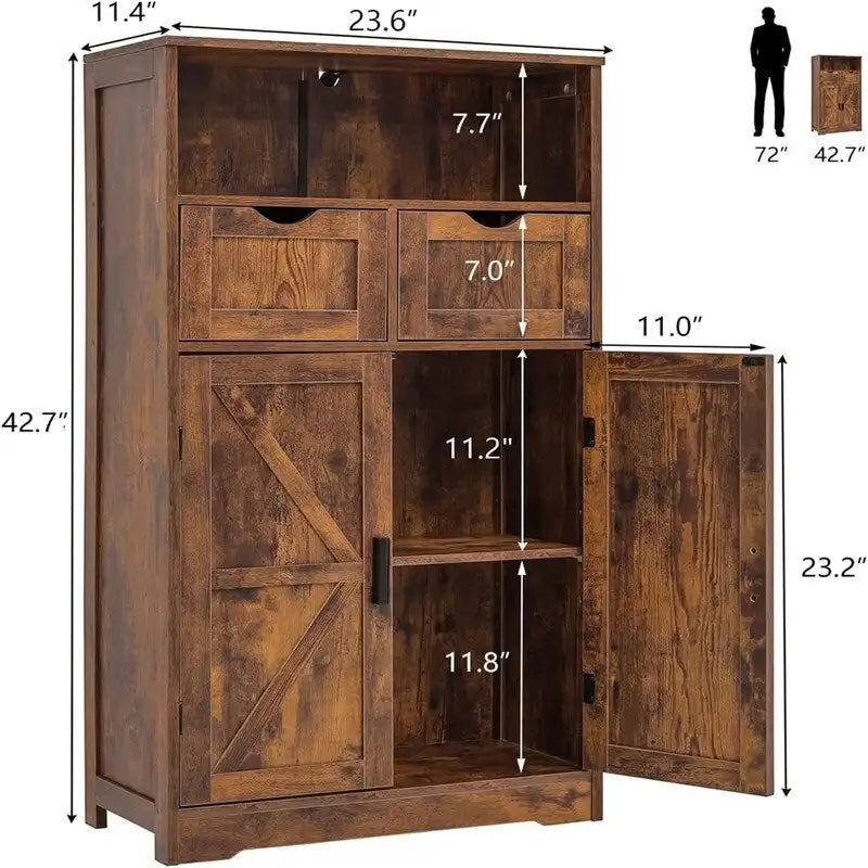 Meuble bas avec 2 portes et 2 tiroirs – 29 P x 60 L x 108,5 H cm