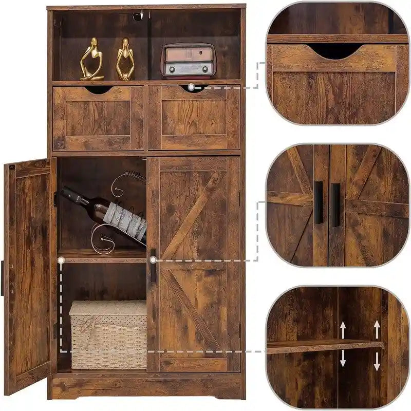 Meuble bas avec 2 portes et 2 tiroirs – 29 P x 60 L x 108,5 H cm