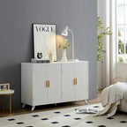 Buffet bahut avec 4 portes et étagères amovibles, pour salon, salle à manger, blanc ivoire