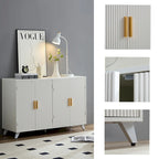 Buffet bahut avec 4 portes et étagères amovibles, pour salon, salle à manger, blanc ivoire