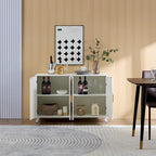 Buffet bahut avec 4 portes et étagères amovibles, pour salon, salle à manger, blanc ivoire