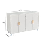 Buffet bahut avec 4 portes et étagères amovibles, pour salon, salle à manger, blanc ivoire