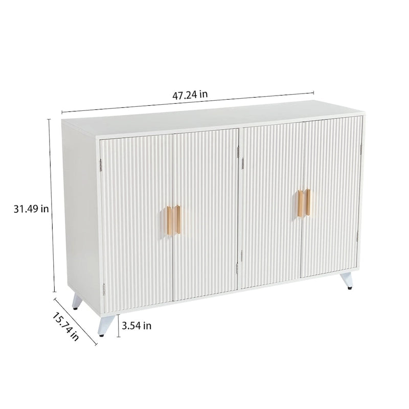 Buffet bahut avec 4 portes et étagères amovibles, pour salon, salle à manger, blanc ivoire
