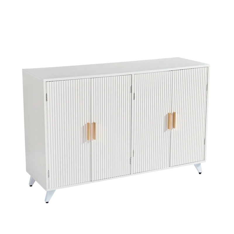 Buffet bahut avec 4 portes et étagères amovibles, pour salon, salle à manger, blanc ivoire
