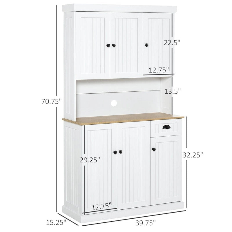 71 Buffet avec huche, armoire de rangement de cuisine moderne avec tiroir