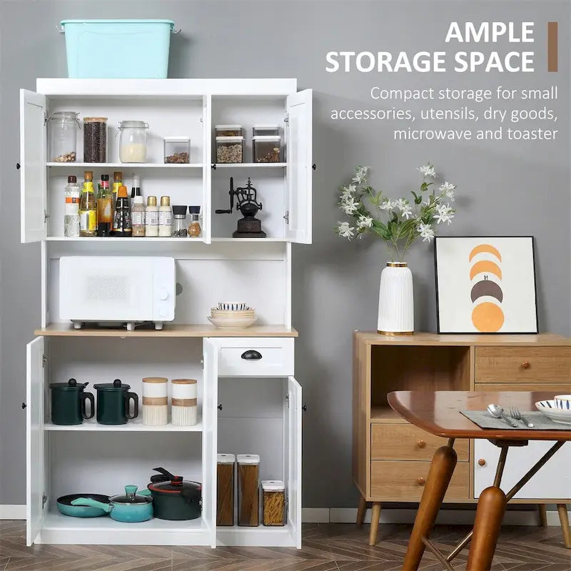 71 Buffet avec huche, armoire de rangement de cuisine moderne avec tiroir