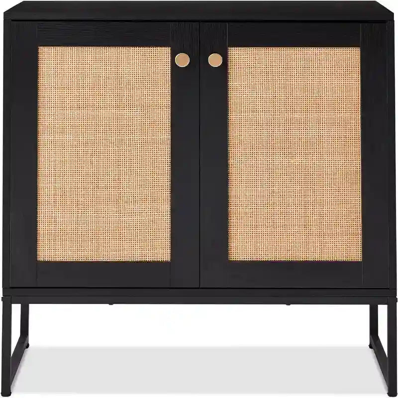 Meuble de rangement 2 portes en rotin - 15P x 31,5L x 32,5H