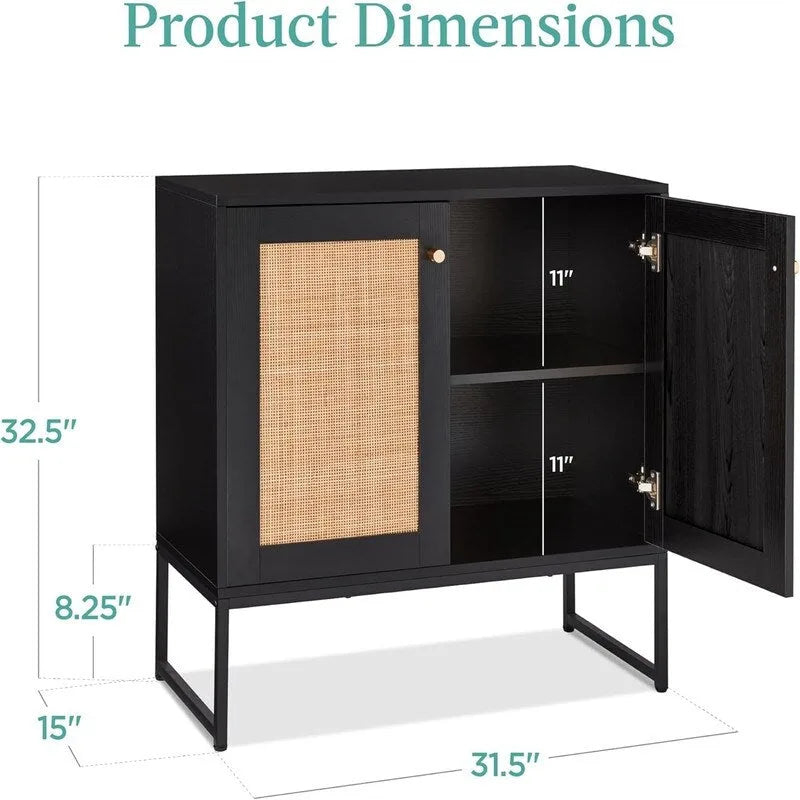 Meuble de rangement 2 portes en rotin - 15P x 31,5L x 32,5H