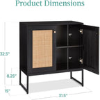 Meuble de rangement 2 portes en rotin - 15P x 31,5L x 32,5H