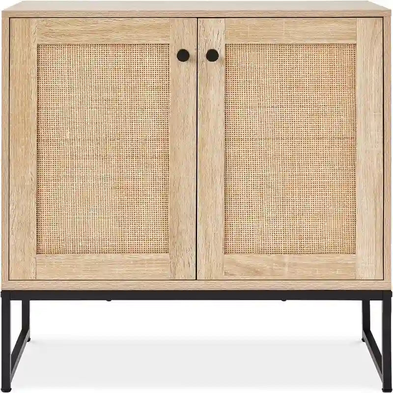 Meuble de rangement 2 portes en rotin - 15P x 31,5L x 32,5H
