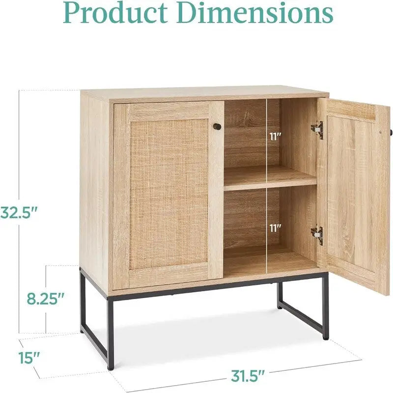 Meuble de rangement 2 portes en rotin - 15P x 31,5L x 32,5H