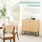 Meuble de rangement 2 portes en rotin - 15P x 31,5L x 32,5H
