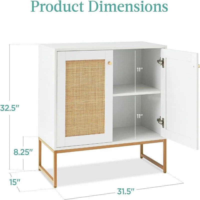 Meuble de rangement 2 portes en rotin - 15P x 31,5L x 32,5H