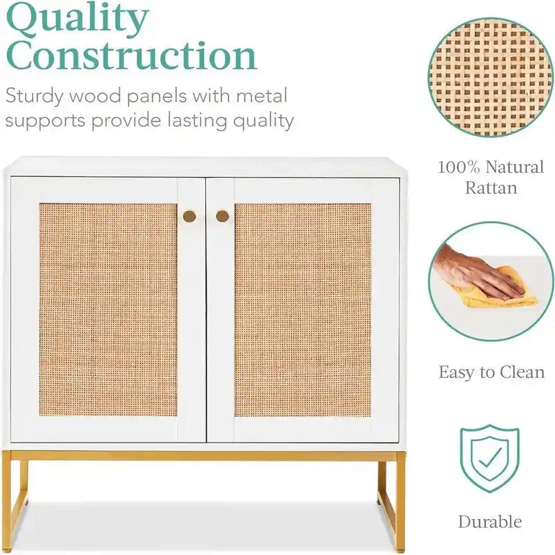 Meuble de rangement 2 portes en rotin - 15P x 31,5L x 32,5H