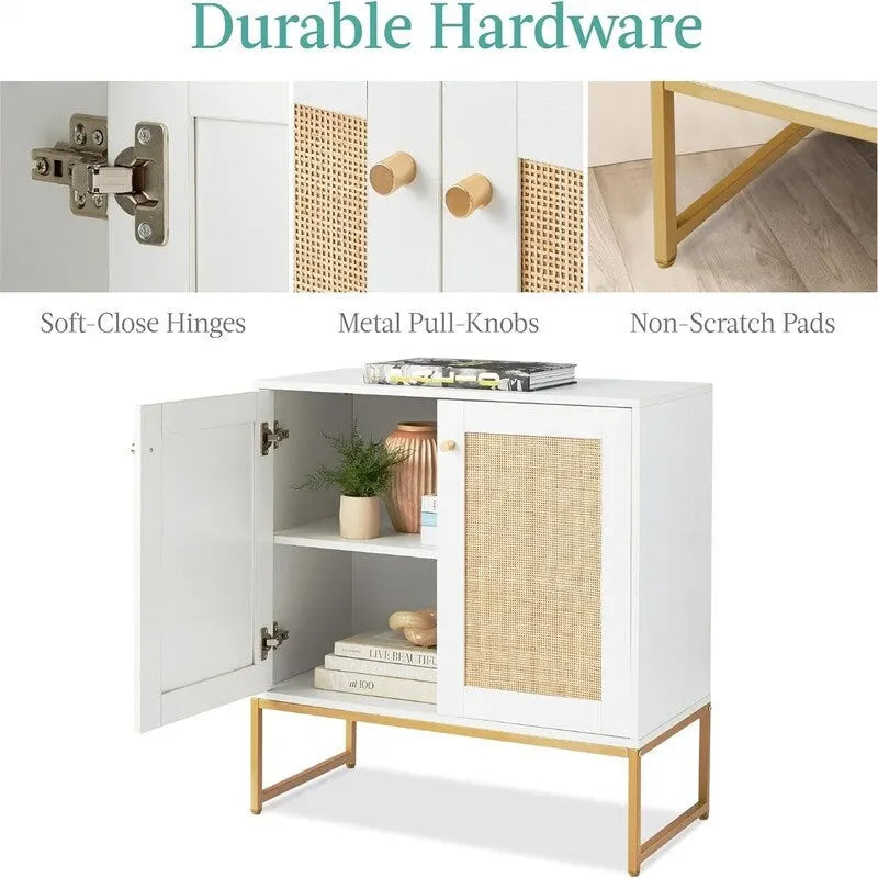 Meuble de rangement 2 portes en rotin - 15P x 31,5L x 32,5H