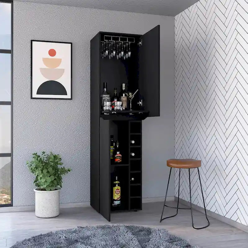 Armoire haute pour salon, appartement, chambre, noire