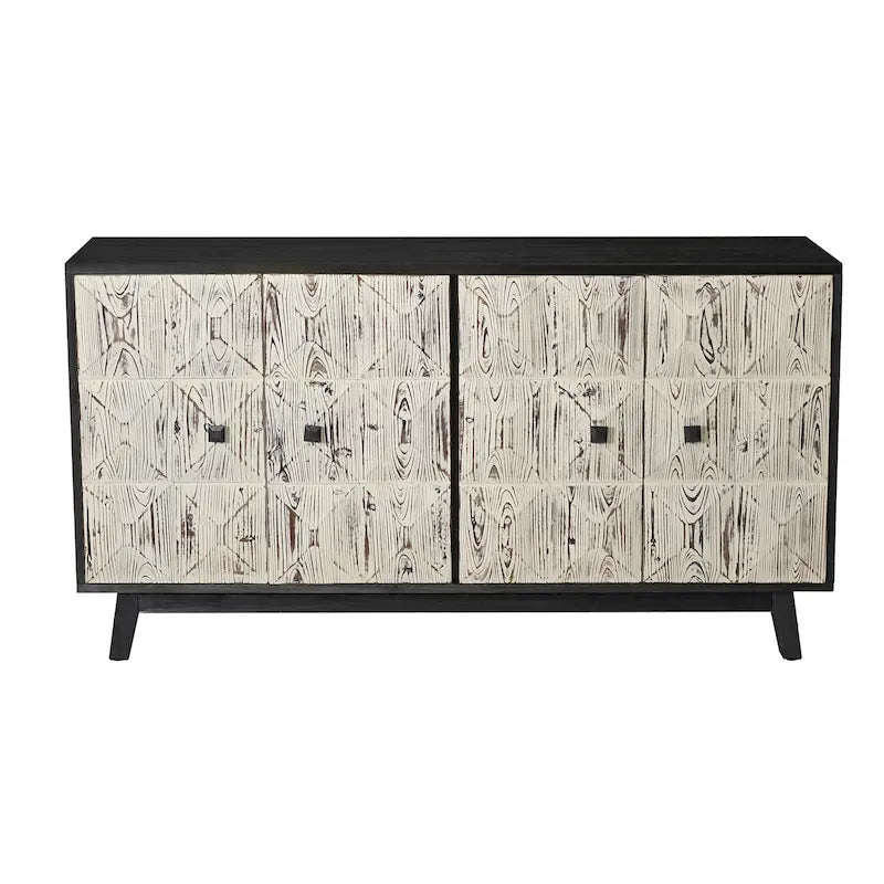 Buffet Vintage 4 Portes de 152 cm, Meuble de Rangement Autonome