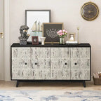 Buffet Vintage 4 Portes de 152 cm, Meuble de Rangement Autonome