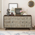 Buffet Vintage 4 Portes de 152 cm, Meuble de Rangement Autonome