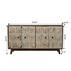 Buffet Vintage 4 Portes de 152 cm, Meuble de Rangement Autonome