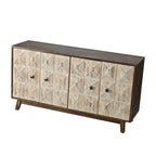 Buffet Vintage 4 Portes de 152 cm, Meuble de Rangement Autonome