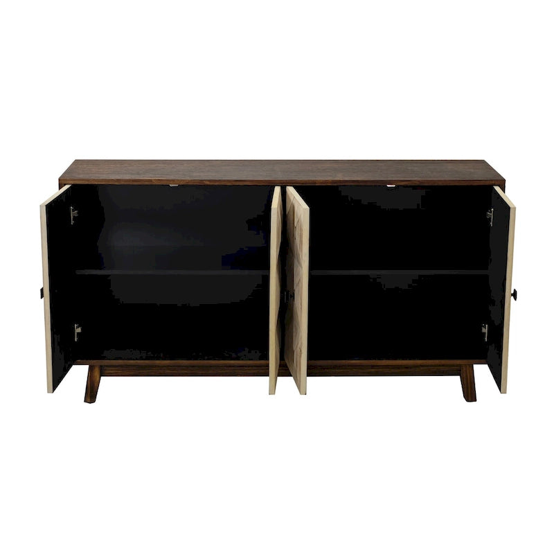 Buffet Vintage 4 Portes de 152 cm, Meuble de Rangement Autonome