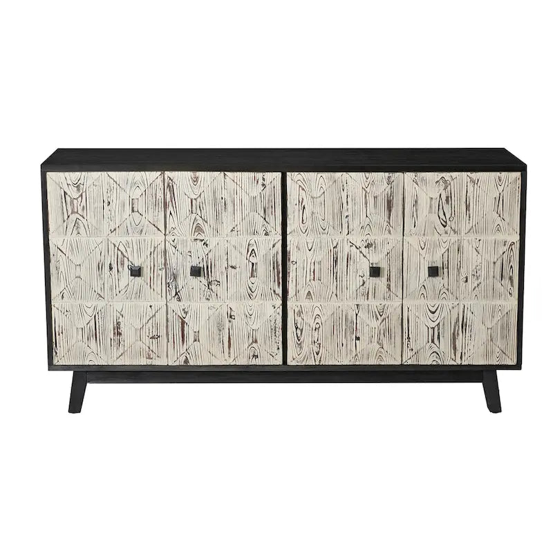 Buffet Vintage 4 Portes de 152 cm, Meuble de Rangement Autonome