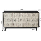 Buffet Vintage 4 Portes de 152 cm, Meuble de Rangement Autonome