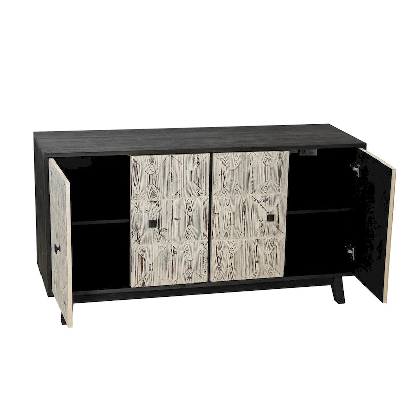 Buffet Vintage 4 Portes de 152 cm, Meuble de Rangement Autonome