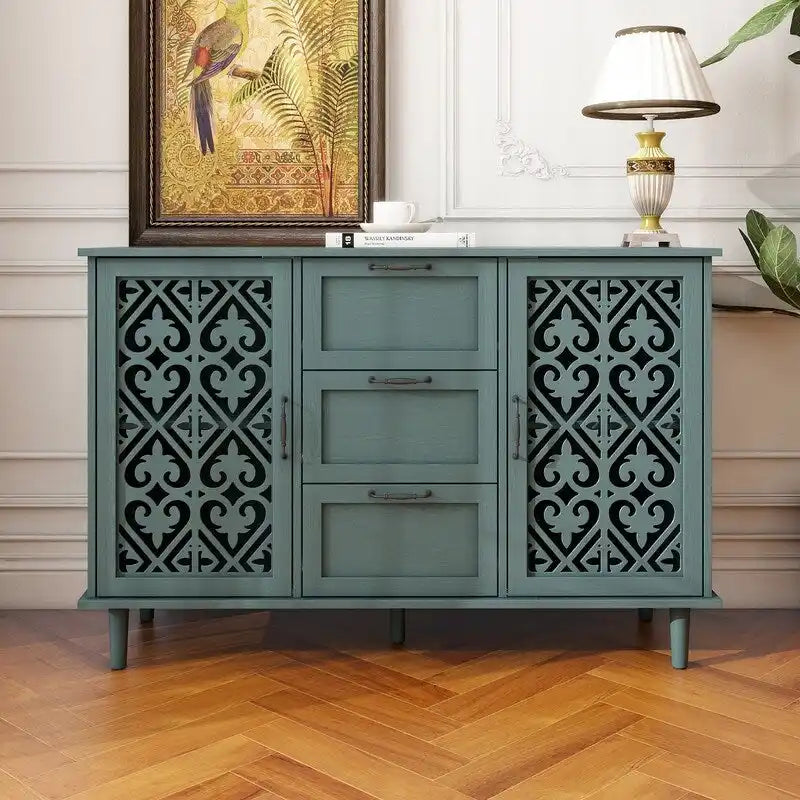 Meuble de rangement 2 portes et 3 tiroirs, meuble américain, convient pour chambre à coucher, salon, bureau