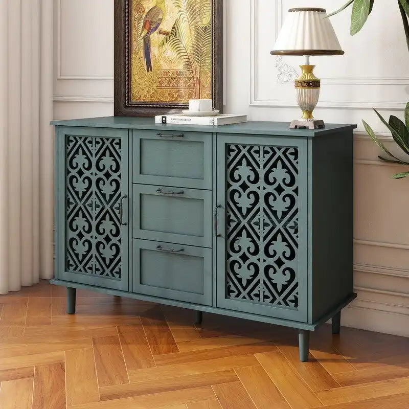 Meuble de rangement 2 portes et 3 tiroirs, meuble américain, convient pour chambre à coucher, salon, bureau