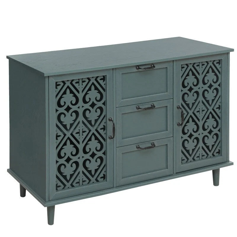 Meuble de rangement 2 portes et 3 tiroirs, meuble américain, convient pour chambre à coucher, salon, bureau