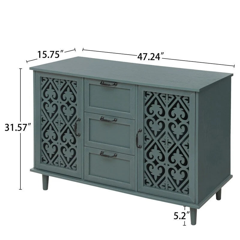 Meuble de rangement 2 portes et 3 tiroirs, meuble américain, convient pour chambre à coucher, salon, bureau