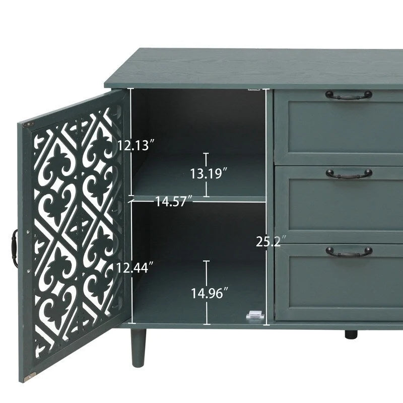 Meuble de rangement 2 portes et 3 tiroirs, meuble américain, convient pour chambre à coucher, salon, bureau