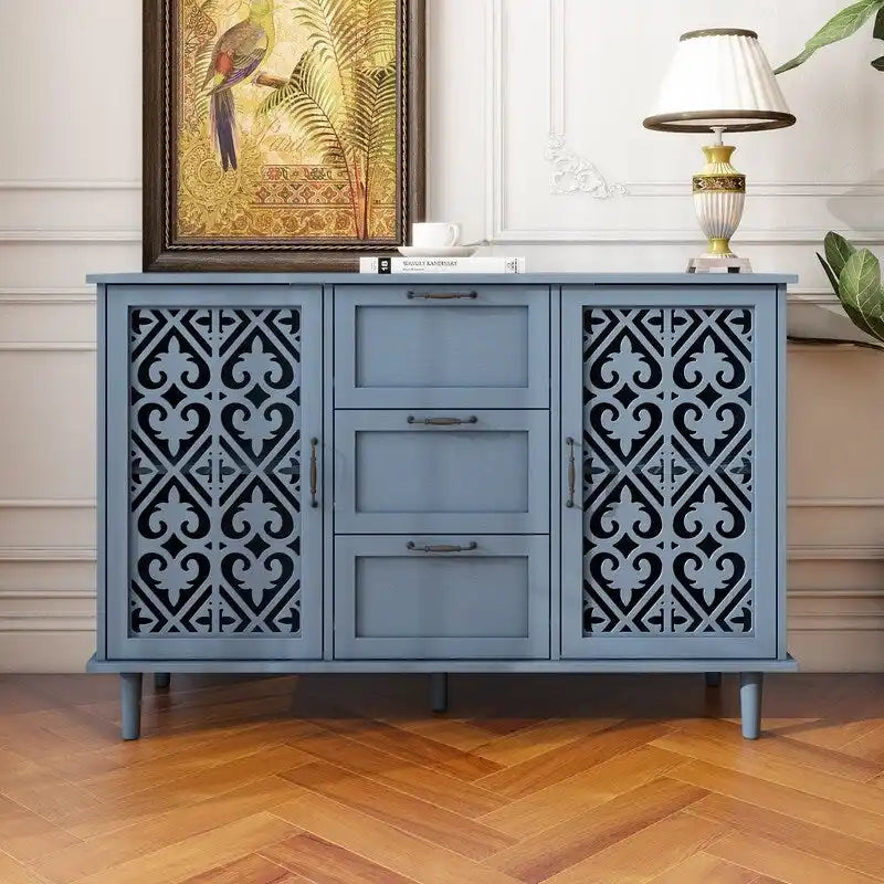 Meuble de rangement 2 portes et 3 tiroirs, meuble américain, convient pour chambre à coucher, salon, bureau