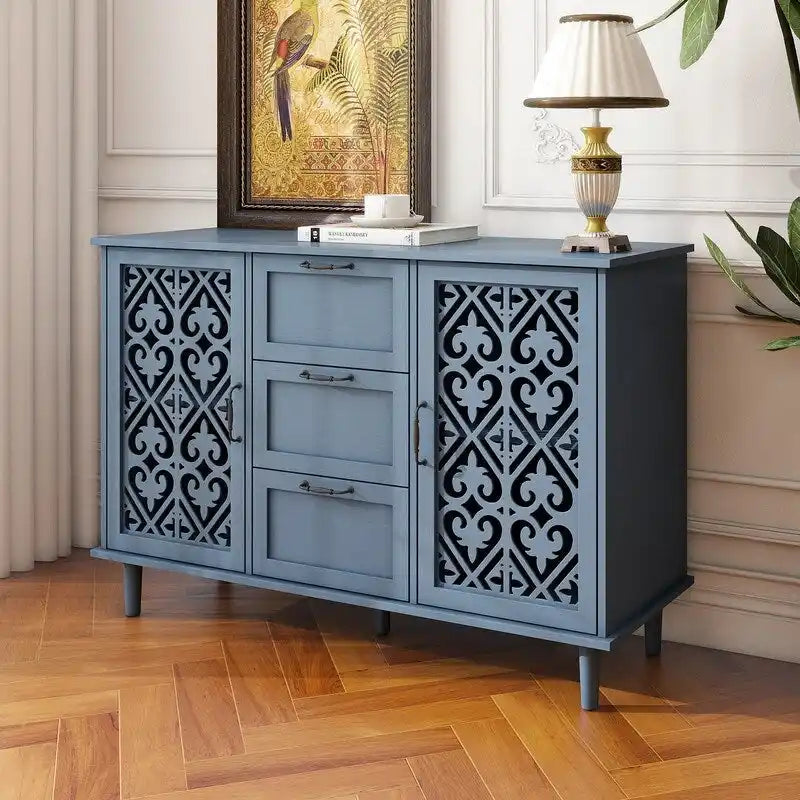 Meuble de rangement 2 portes et 3 tiroirs, meuble américain, convient pour chambre à coucher, salon, bureau