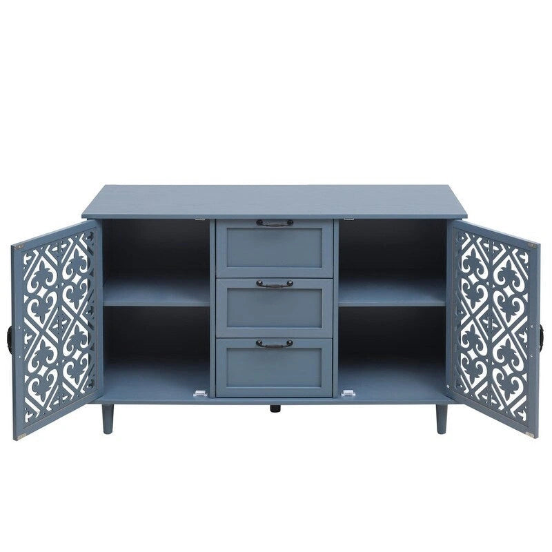Meuble de rangement 2 portes et 3 tiroirs, meuble américain, convient pour chambre à coucher, salon, bureau