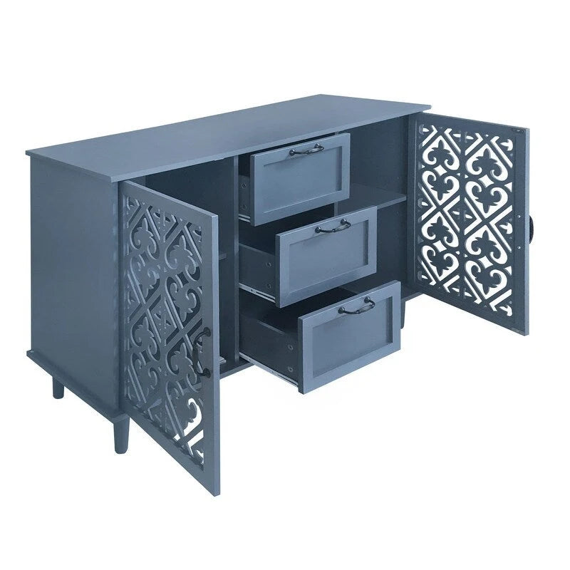 Meuble de rangement 2 portes et 3 tiroirs, meuble américain, convient pour chambre à coucher, salon, bureau