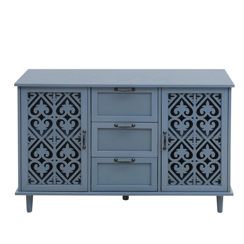 Meuble de rangement 2 portes et 3 tiroirs, meuble américain, convient pour chambre à coucher, salon, bureau