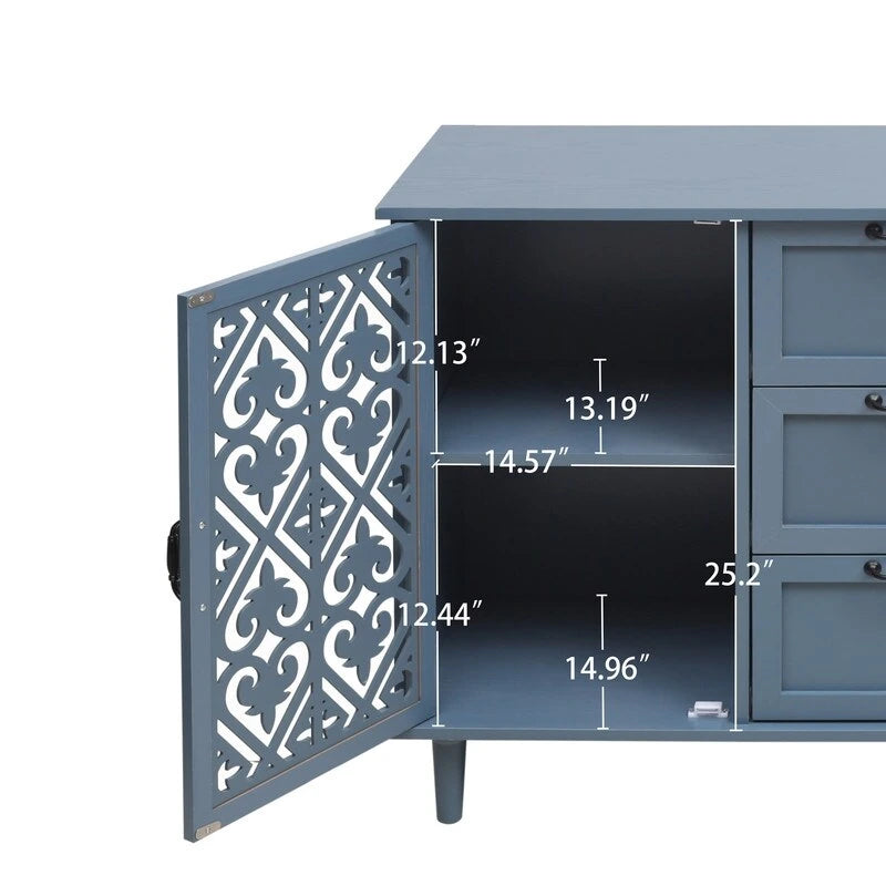 Meuble de rangement 2 portes et 3 tiroirs, meuble américain, convient pour chambre à coucher, salon, bureau