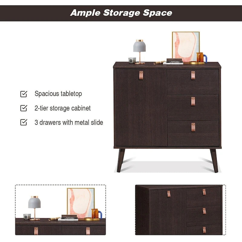 Buffet 3 tiroirs vitrine de rangement