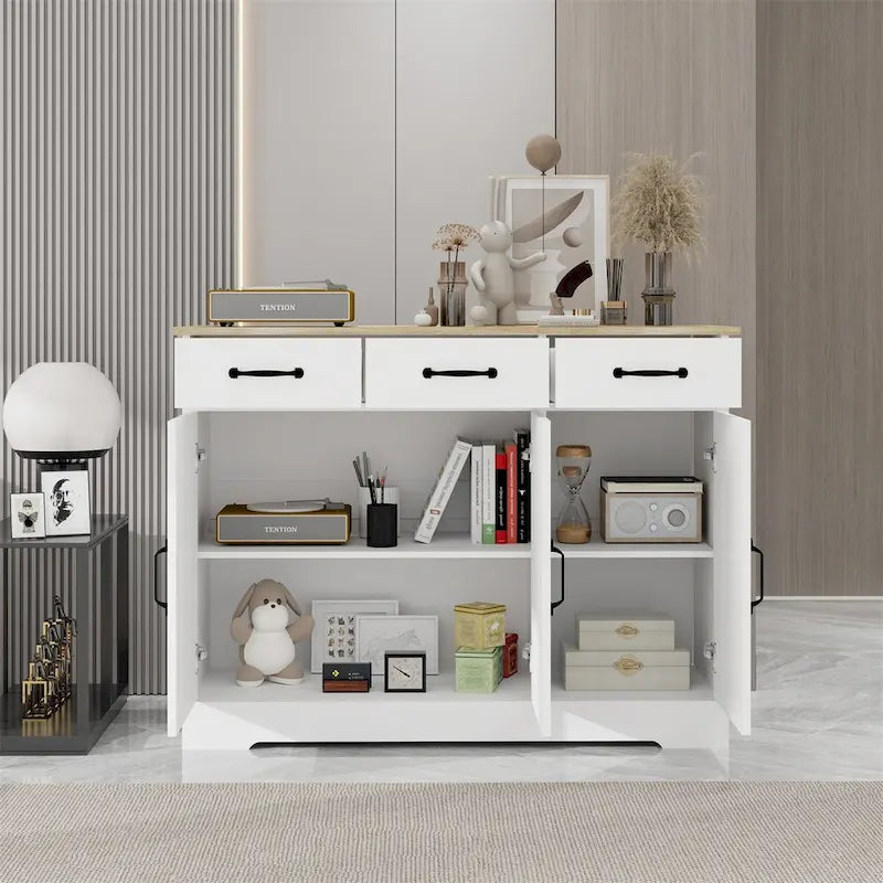 Meuble de Rangement Buffet de Ferme avec 3 Tiroirs et 3 Portes