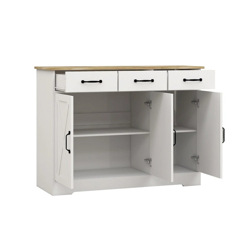 Meuble de Rangement Buffet de Ferme avec 3 Tiroirs et 3 Portes